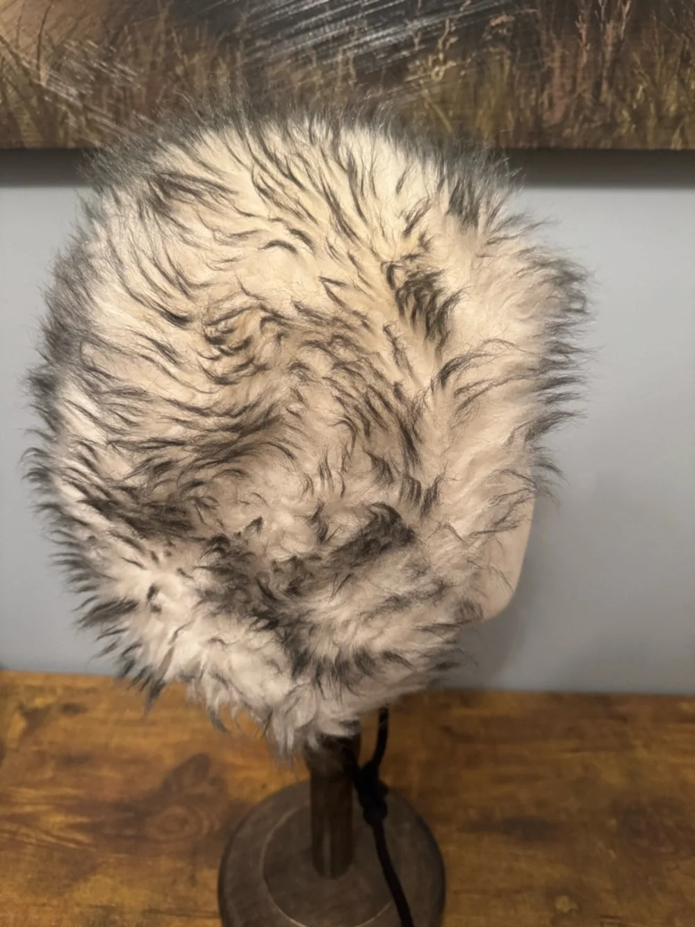 Womens Wolf Faux Fur Hat‎ White Black Shaggy Y2K Festival Winter Unisex